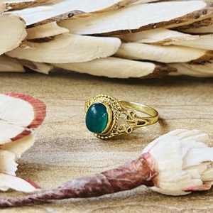 New Trendy Green Onyx Brass <b>Ring</b> 18k Gold Plated Ornate <b>Ring</b> <b>Statement</b> Vintage Handmade <b>Ring</b> Wholesale <b>Ring</b> For Women - Product Image 5