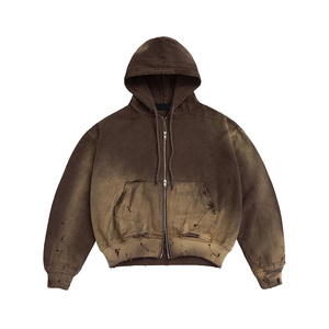 Sudadera con capucha extragrande de forro polar de 380 GSM, teñida con efecto vintage, lavada, unisex, con lavado ácido, venta al por mayor, MOQ bajo - Product Image 5