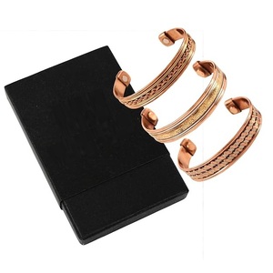 OEM Custom Handmade Copper Bangle Set 3 Designs Tri-Tone <b>Rope</b> & Layered Metal Therapy <b>Bracelets</b> in Gift Packaging Metal Crafts - Product Image 1