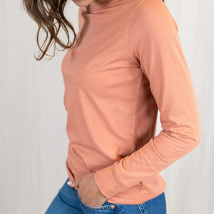 T-shirt tendance pour femme à manches longues et col rond, couleur unie, en jersey de coton, coupe décontractée, manches longues, toutes saisons, prix de gros - Product Image 6