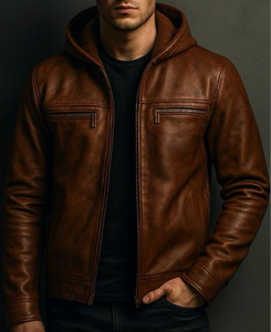 แจ็คเก็ตหนังผู้ชายดีไซน์ล่าสุด คอตั้ง มีกระเป๋าหน้า ระบายอากาศได้ดี แห้งเร็ว เหมาะสำหรับฤดูหนาว มีหลายสี สไตล์ลำลอง - Product Image 4