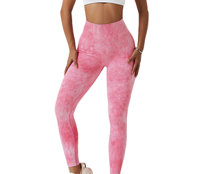 Leggings Deportivos de Yoga para Mujer, Cintura Alta, Tie Dye, Transpirables, Antibacterianos, Tejido de Punto Elástico - Product Image 4