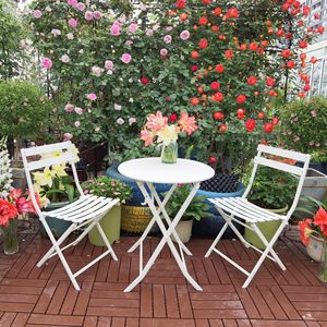 3-Piece Patio <b>Bistro</b> Set with <b>Foldable</b> Round <b>Table</b> and Chairs for Outdoor Entertaining - Product Image 1