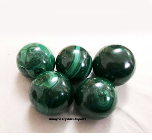 Sphères de malachite en pierre précieuse, vente en gros, sphères de cristal naturelles faites à la main, imperméables, provenant de Gujarat-Amayra Crystal Exports - Product Image 5