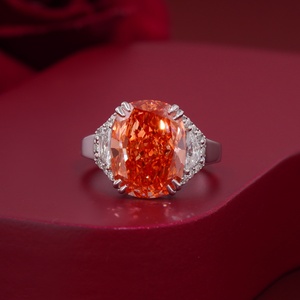 Vivid Red Cushion Cut Lab Grown Diamond 7.01 CT Engagement <b>Ring</b> in <b>14K</b> Rose <b>Gold</b> with Prong Setting - Product Image 1