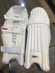<b>Cricket</b> Leg Guards <b>White</b> PU Padded Buckle Closure Sports Protective Gear for Match Training - Product Image 1