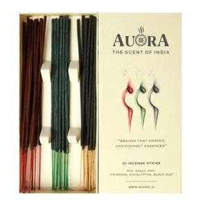 AUORA Boîte de 30 bâtons d'encens naturels assortis de qualité supérieure Masala Agarbatti Prix d'usine de longue durée Étiquette personnalisée 100 + Parfums indiens - Product Image 1