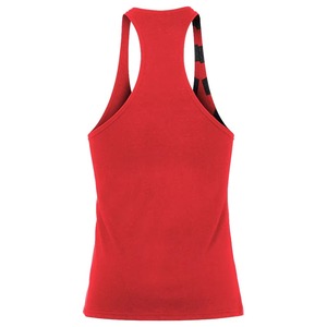 เสื้อกล้ามผู้หญิงลายทางครึ่งตัว คอวี ทรง Racerback พิมพ์ลายไม่สมมาตร สไตล์ลำลอง สำหรับออกกำลังกาย ใส่หน้าร้อน หลากสี - Product Image 3