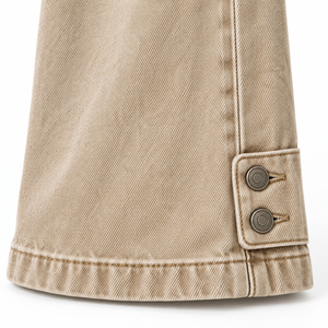 Jeans de mezclilla de pierna ancha Y2K para mujer, cintura alta, con botones, color beige arena, lavables y transpirables - Product Image 4