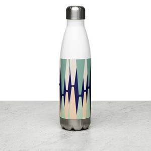 Botella de agua de acero inoxidable con diseño geométrico moderno, portátil, para viajes, con tapa. - Product Image 2