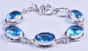 925 Sterling Silver Gemstone Bracelet, Faceted Crystal Gemstone Silver Jewelry, Antique Oxidized Jewelry Supplier wholesaler - Product Image 2