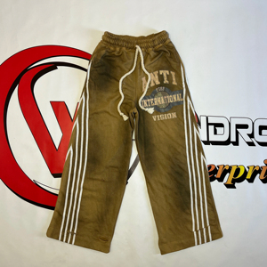 กางเกงขายาวทรงตรงเอวสูงลายสก็อตสีดำพิมพ์ลายสกรีนแบบสั่งทำพิเศษ - Product Image 1