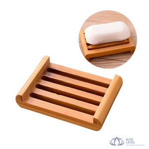 Support de Savon Moderne en Bambou Écologique, Plateau de Rangement en Bois pour Salle de Bain et Douche, Motif Lotus Bleu - Vente Flash - Product Image 1