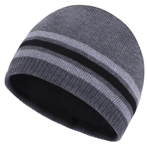 Bonnet unisexe en tricot rayé 100 % acrylique, style décontracté pour l'hiver, circonférence de la tête 56-58 cm, tricoté à la machine - Product Image 6