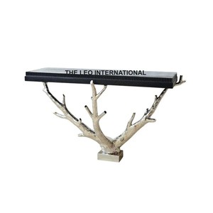 Metal Tree Branch Legs <b>Silver</b> Decorative Most Selling with Wooden Black Top <b>Console</b> <b>Table</b> Extendable Feature - Product Image 1