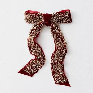 Custom Beaded Football Hair <b>Clip</b> <b>Bow</b> Durable Fabric Unisex Adjustable High Quality Hair Accessory Cheer Team Spirit Party Bulk - Product Image 2
