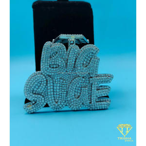 Collar Personalizado con Colgante de Corona 'BIG SUGE' con Diamantes de Moissanita, Estilo Hip Hop, Cadena de Lujo con Brillo Intenso - Product Image 5