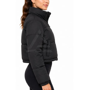 High Quality Women <b>Cropped</b> <b>Puffer</b> <b>Jacket</b> With Fashionable Quilted Texture Layer For Casual Wear And Seasonal Collections - Product Image 6