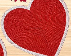 Crimson Red Scalloped Heart <b>Beaded</b> <b>Placemat</b> Valentine's Day Table Decor Boutique Wholesale Artistry By PR India - Product Image 5