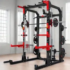 LongGlory spor salonu çok fonksiyonlu Smith güç rack'i çapraz eğitmen Smith fonksiyonel eğitmen makinesi
