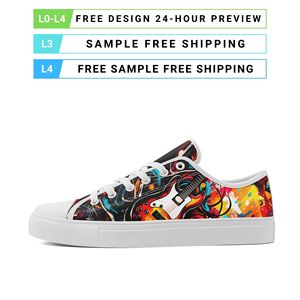 Maßgefertigte Großhandels-OEM/ODM Bedruckte Graffiti Schnür-Walkingschuhe Canvas-Sneaker für Herren und Damen Komfort Mode Trend - Product Image 3