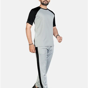 Nouvel Arrivage Ensemble Survêtement d'Été Personnalisé pour Hommes Vente en Gros Couleur et Taille Personnalisables T-Shirt et Pantalon en Coton Uni Léger - Product Image 4