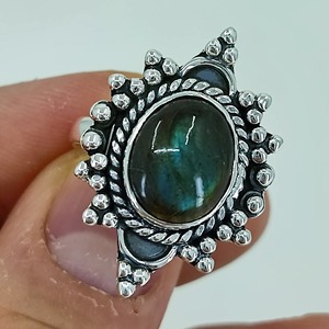 <b>Labradorite</b> <b>Ring</b> 925 Sterling Silver Handmade Boho Statement Promise Jewelry for Women Natural Oval Shape Gemstone Jewelry - Product Image 6