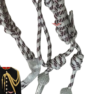 Silver and Grey <b>Braided</b> Aiguillette Silver Metallic Tip Aiguillette Wire <b>Cord</b> Aiguillette - Product Image 2