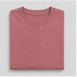 Camiseta Oversize Rosa Empolvado de Moda al por Mayor, Lisa, con Hombros Caídos, Manga Corta, Unisex, Casual de Verano, Alta Calidad, Rosa Rosado - Product Image 6
