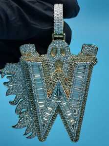 Collar con Colgante Letra W Fantasma de Plata de Ley 925 con Diamantes Moissanita VVS, Estilo Hip Hop, Joyería - Product Image 5