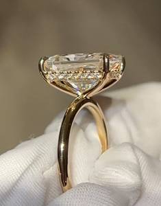 4.5 Carat Radiant Cut Lab Grown Diamond Engagement <b>Ring</b> for Women | Hidden Halo <b>Solitaire</b> Wedding <b>Ring</b> | 18K Gold Plated Bridal - Product Image 5