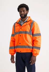 Veste de travail haute visibilité pour homme, orange, uniforme de sécurité réfléchissant, fermeture éclair sur le devant, matière polyester - Product Image 5