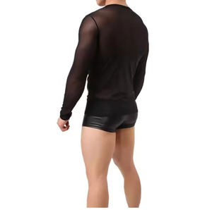 T-shirt en maille pour homme, style hip-hop, col en V, coupe oversize personnalisée, respirant, séchage rapide, en microfibre, tissu doux et confortable, collection 2026 - Product Image 2