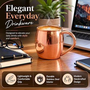 Pure <b>Copper</b> <b>Mug</b> for Water Juice Cold Drinks Handmade Hammered <b>Copper</b> Drinking Cup Reusable Beverage <b>Mug</b> for Home Kitchen - Product Image 4