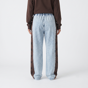 Pantalon de jogging ample en coton pour femme, coupe oversize, avec imprimé étoiles délavé à l'acide et rayures latérales, style streetwear personnalisé - Product Image 2