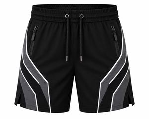Shorts de sport décontractés noirs pour hommes avec poches zippées, taille à cordon de serrage, tissu écologique à séchage rapide - Product Image 1