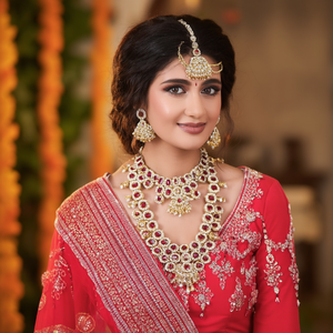 Fashion Jewelry <b>Set</b> Gold Plated Multi Layer Crystal Diamond Necklace with <b>Earrings</b> <b>and</b> Maang Tikka for Women - Product Image 3