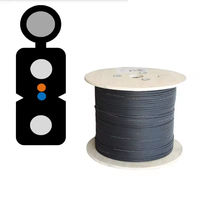 Kabel Serat Optik FTTH Outdoor Indoor 1/2/4 Core G657A1/G657A2 Single Mode Hitam Tahan UV/Api dengan Selubung LSZH FRP/Baja