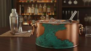 Seau à glace en cuivre de style antique avec patine verte et pelle en métal, parfait pour la décoration de comptoir de bar et les réceptions - Product Image 6