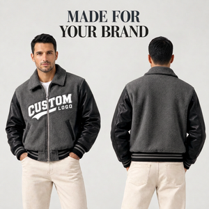 Chaqueta Varsity de Invierno Personalizada a la Moda, Cuerpo de Lana, Mangas de Cuero, Bordado Chenille en la Parte Delantera, Ropa Urbana Premium - Product Image 1