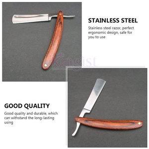 Customizable <b>Single</b> <b>Blade</b> Barber <b>Razors</b> with Wooden Handle Private Label Bikini Underarm Shaving <b>Razors</b> for Salons - Product Image 4