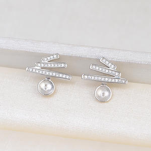 Juego de Anillos y Pendientes de Plata S925 Hechos a Mano, Joyería Fina para Mujer, Base Vacía Semiterminada para Perlas, Accesorios de Moda 1761 - Product Image 3