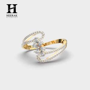 14K Gold Bypass Diamond <b>Ring</b> - Elegant Cluster <b>Statement</b> Band - Lab Grown/Natural Diamond Jewelry - Product Image 2