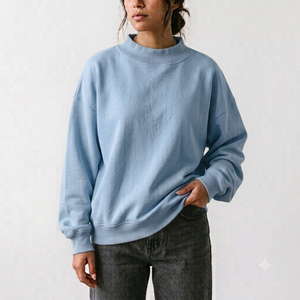 Sweat-shirt en coton ample à col montant pour femme, coupe oversize, couleur personnalisable, vêtements à marque privée - Product Image 1