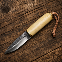Couteau de chasse Yakut fait main, forgé à la main, lame en acier à haute teneur en carbone avec manche en os, étui en cuir véritable, bushcraft