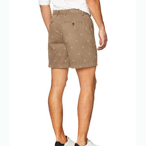 Shorts Bermuda Homme Kaki Imprimé Ancre Taille Mi-Haute Boutons Coton Décontracté Avec Poches Style Respirant - Product Image 5
