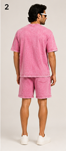 Men Acid Wash Summer <b>Set</b> Relaxed Fit Matching T Shirt And Shorts Soft Washed Fabric Designed For Summer Comfort Street Fashion - Product Image 3