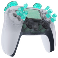 EXtremeRate Clear Emerald Green Full Button Set pour PS5 BDM-020 - Joysticks, Dpad, Trigger, Kit de remplacement des boutons d'action