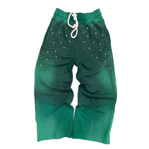 <b>Women's</b> Green Gradient <b>Harem</b> <b>Pants</b> With Sequined Dot Print Drawstring Waist Loose Fit Ankle-Length Casual Spring Wear - Product Image 4