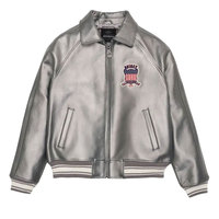 Vestes en cuir Avirex pour hommes de qualité supérieure, sur mesure, col mandarin, broderie, logo sur le devant, imperméables, coupe-vent, respirantes